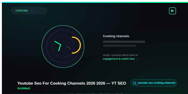 Youtube Seo For Cooking Channels 2026 2026 guide — YT SEO Architect