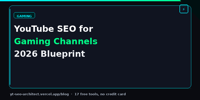 Technical YouTube SEO strategy for gaming channels in 2026 showing algorithmic growth patterns.